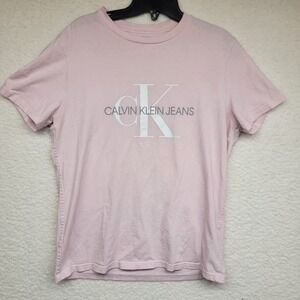 Calvin Klein Jeans Women's Pink Logo T Shirt Size Medium